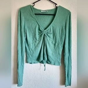 SO Mint Green Ribbed Long Sleeve Top